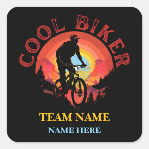 Pegatina Cuadrada Equipo de ciclistas genial personalizado nombre