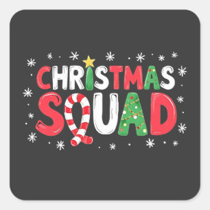 Pegatina Cuadrada Equipo de coincidencia de familia de navidades