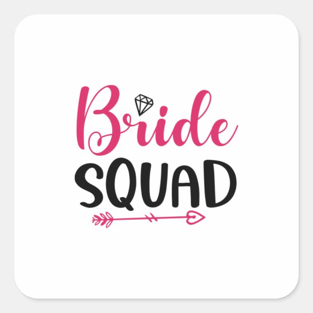 Pegatina Cuadrada Equipo de Novia de Boda (Anverso)
