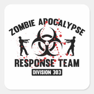 Pegatina Cuadrada Equipo de respuesta a apocalipsis zombi