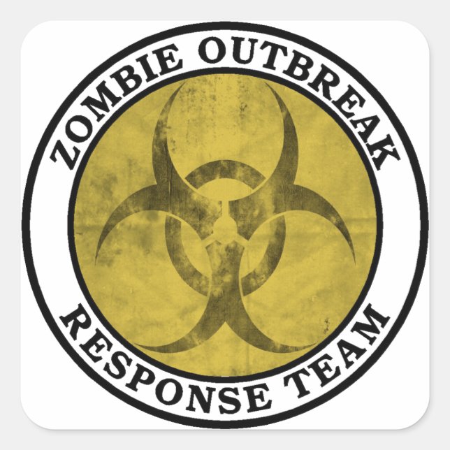Pegatina Cuadrada Equipo de respuesta al brote de Zombie (Biohazard) (Anverso)