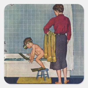 Pegatina Cuadrada Equipo de submarinismo en la tina