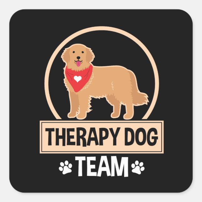 Pegatina Cuadrada Equipo de Terapia del Perro (Anverso)