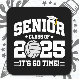 Pegatina Cuadrada Equipo de voleibol Clase 2025 Graduación Senior 20