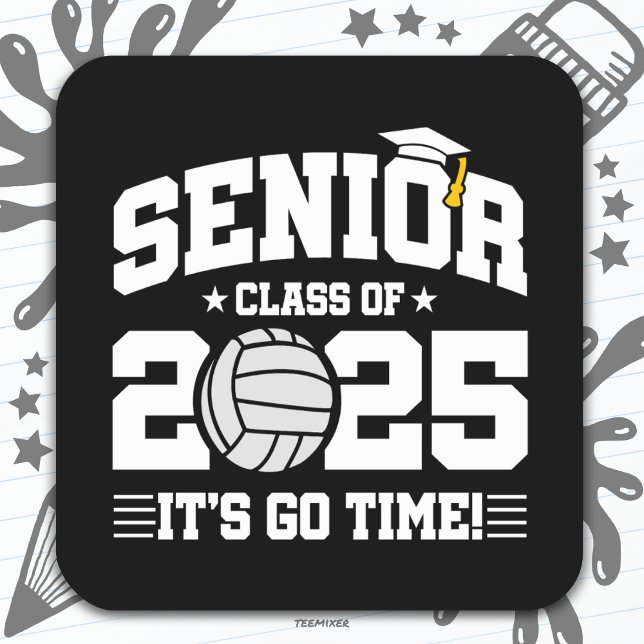 Pegatina Cuadrada Equipo de voleibol Clase 2025 Graduación Senior 20 (Subido por el creador)