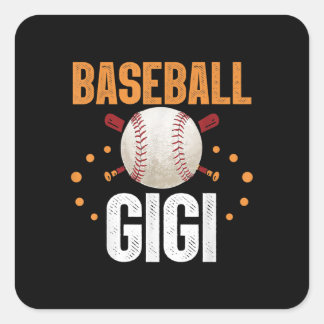 Pegatina Cuadrada Equipo deportivo de la familia Gigi de béisbol