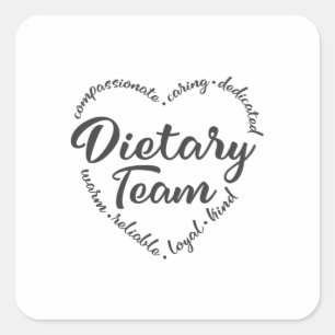 Pegatina Cuadrada Equipo dietético, ayudante dietético, trabajador