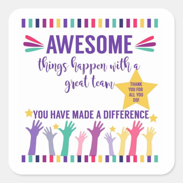 Pegatina Cuadrada equipo genial (Anverso)