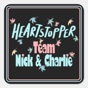Pegatina Cuadrada Equipo Nick Y Charlie Black