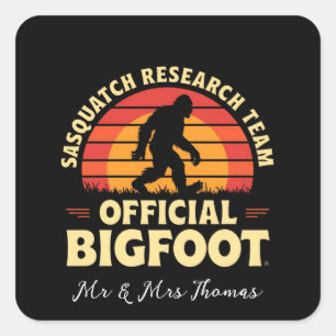 Pegatina Cuadrada Equipo Oficial de Investigación de Sasquatch: Caza