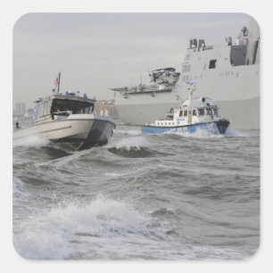 Pegatina Cuadrada Equipos de los departmen del guardacostas y de la