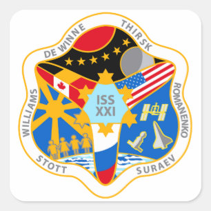 Pegatina Cuadrada Equipos del ISS: Expedición 21