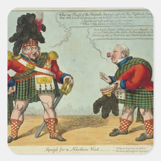 Pegatina Cuadrada Equipt para una visita septentrional, 1822 (Anverso)