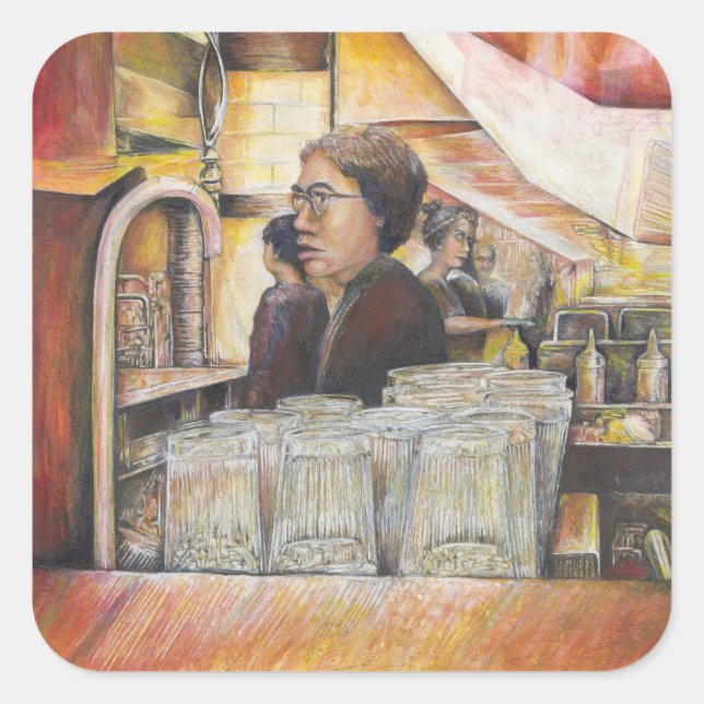 Pegatina Cuadrada Equivalente luminoso de emociones apasionadas (Anverso)