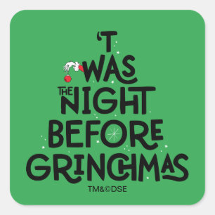 Pegatina Cuadrada Era la Noche Antes de Grinchmas