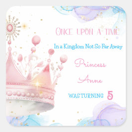 Pegatina Cuadrada Érase una vez el cumpleaños de la princesa