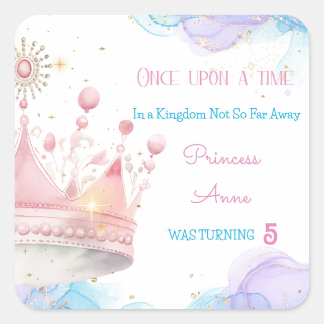 Pegatina Cuadrada Érase una vez el cumpleaños de la princesa (Anverso)