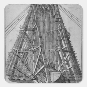 Pegatina Cuadrada Erección del obelisco egipcio antiguo