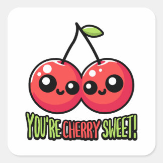 Pegatina Cuadrada ¡Eres Cherry Sweet! Cute Cherry Pun