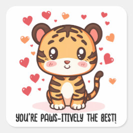 Pegatina Cuadrada ¡Eres el mejor! Tiger Valentine