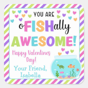 Pegatina Cuadrada Eres el Valentín de O-Fish-Ally