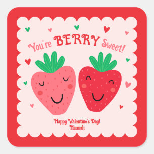 Pegatina Cuadrada Eres Fresa Dulce San Valentín