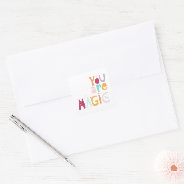 Pegatina Cuadrada Eres mágico (Sobre)