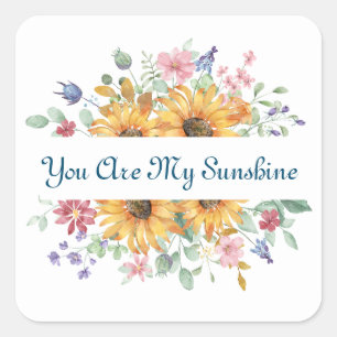 Pegatina Cuadrada Eres mi cita del sol y el girasol