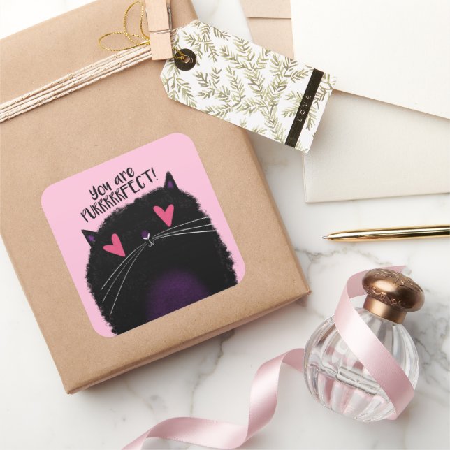 Pegatina Cuadrada Eres PURRFECT (Regalar)