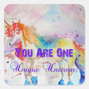 Pegatina Cuadrada ¡Eres Un Único Unicornio! Chicas Pegatinas del arc
