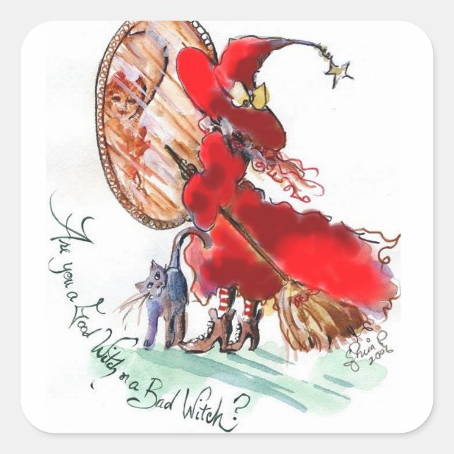 Pegatina Cuadrada ¿Eres una buena mujer o una mala bruja? (Anverso)
