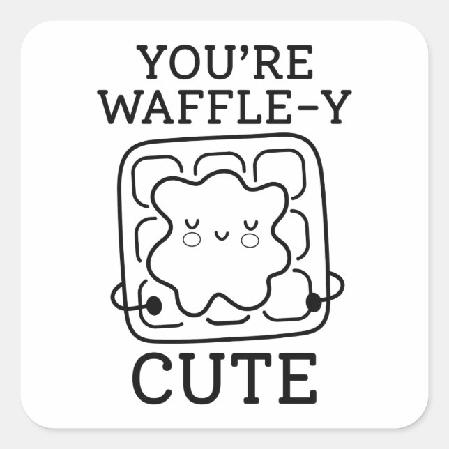 Pegatina Cuadrada Eres Waffle-Y Cute (Anverso)