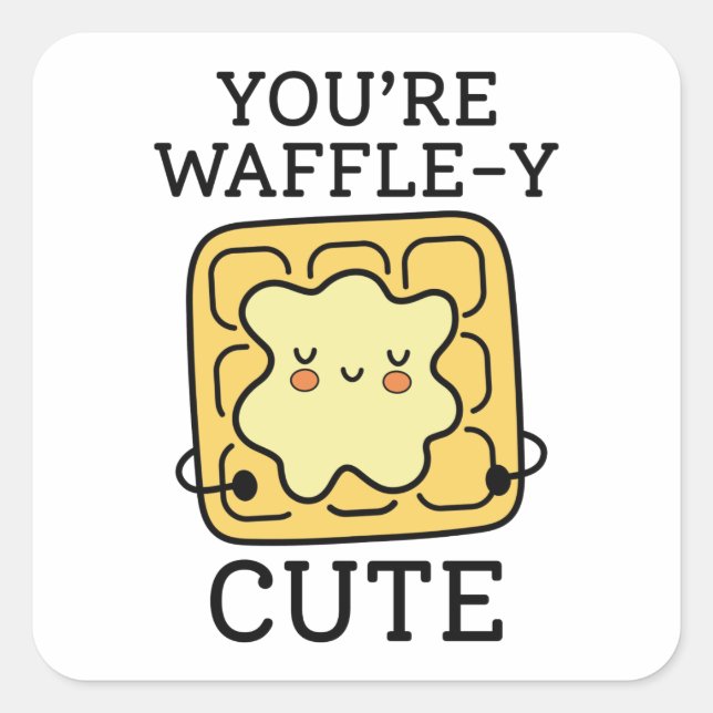 Pegatina Cuadrada Eres Waffle-Y Cute (Anverso)