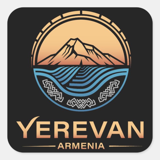 Pegatina Cuadrada Ereván Armenia (Anverso)
