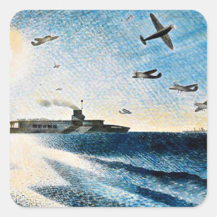Pegatina Cuadrada Eric Ravilious - HMS Glorioso en el Ártico