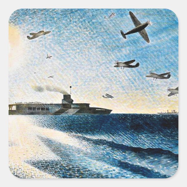 Pegatina Cuadrada Eric Ravilious - HMS Glorioso en el Ártico (Anverso)