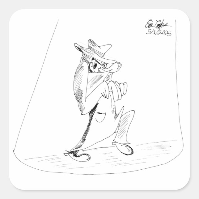 Pegatina Cuadrada Erica Crooks Comics - sneaky villain man (Anverso)
