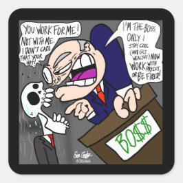 Pegatina Cuadrada Erica Crooks Comics: Trabajo de Verano y Mal Jefe