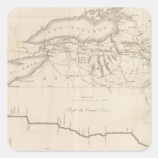 Pegatina Cuadrada Erie Canal (Anverso)
