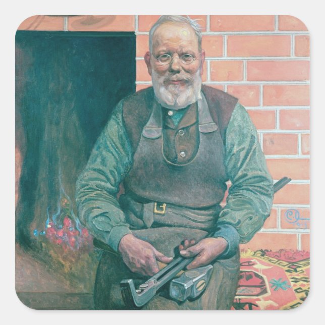 Pegatina Cuadrada Erik Erikson, el herrero (Anverso)