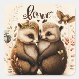 Pegatina Cuadrada erizos de amor