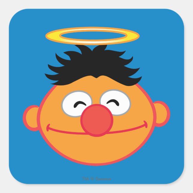 Pegatina Cuadrada Ernie Smiling Face con Halo (Anverso)