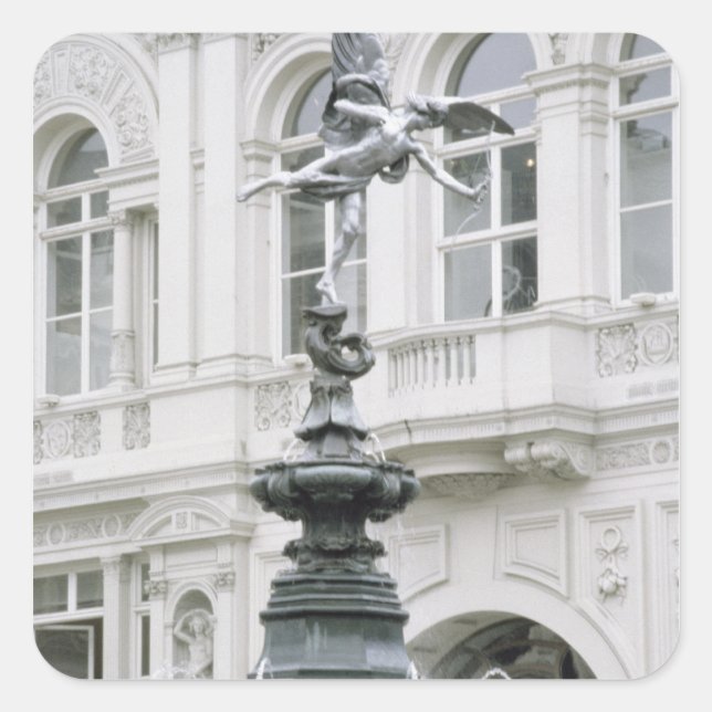 Pegatina Cuadrada Eros, Piccadilly Circus (Anverso)
