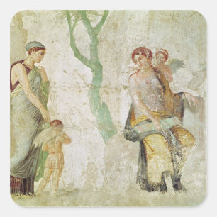 Pegatina Cuadrada Eros que es castigado en presencia de Aphrodite