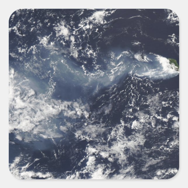 Pegatina Cuadrada Erupción de Piton de la Fournaise, Isla Reunión (Anverso)