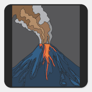 Pegatina Cuadrada Erupción volcánica Erupción del volcán Lava
