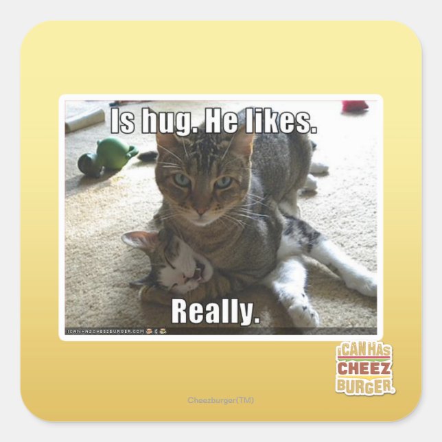 Pegatina Cuadrada Es abrazo. Le gusta. (Anverso)