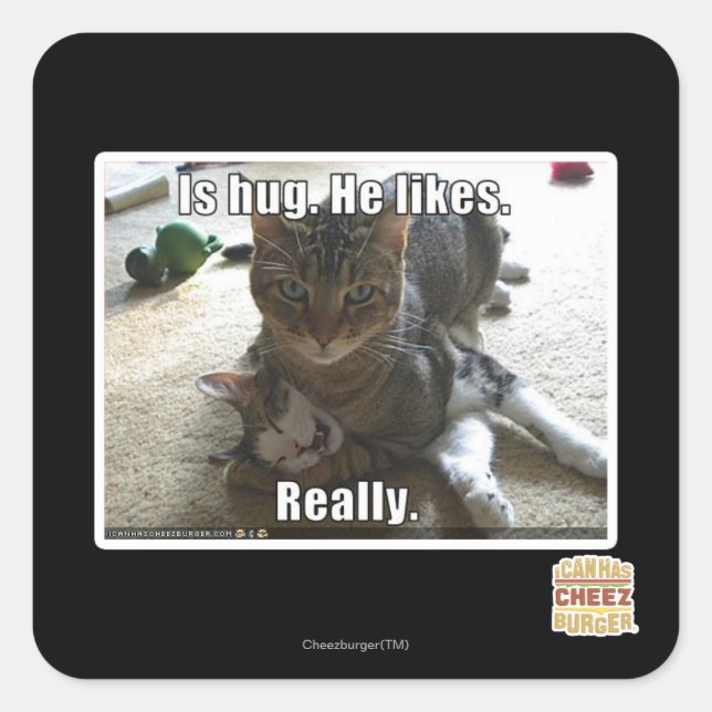 Pegatina Cuadrada Es abrazo. Le gusta. (Anverso)