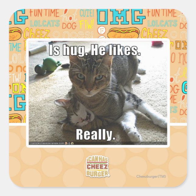 Pegatina Cuadrada Es abrazo. Le gusta. (Anverso)