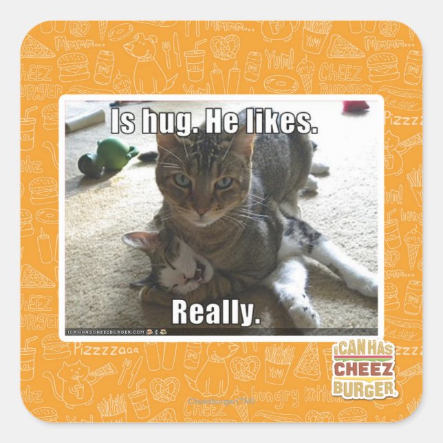 Pegatina Cuadrada Es abrazo. Le gusta. (Anverso)